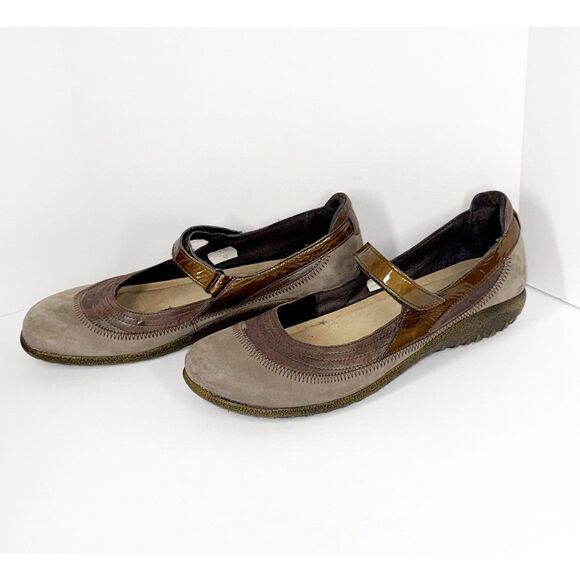 Naot Kirei Mary Jane Shoe 42/11 Comfort Tan Brown Padded Cushion Slip Resistant - Picture 1 of 16